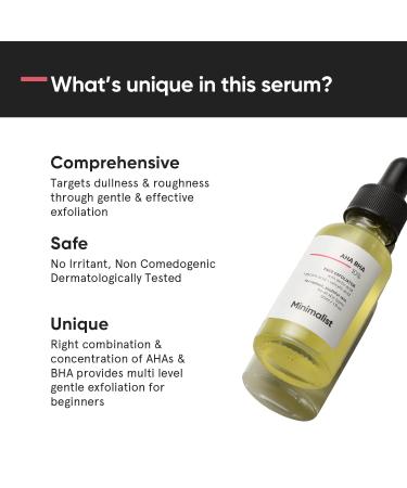 Minimalist 10% AHA BHA Exfoliating Serum - Lactic & Glycolic Acid for Radiant Skin | Unisex 1 Fl Oz - Buy Online on GoSupps.com