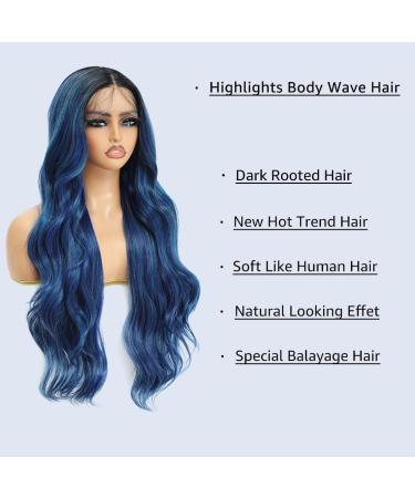 X-TRESS 28 Blue HD Lace Front Wig for Black Women - Long Curly Synthetic Hair Wig with Pre-Plucked Baby Hair (Blue) - Buy Online on GoSupps.com