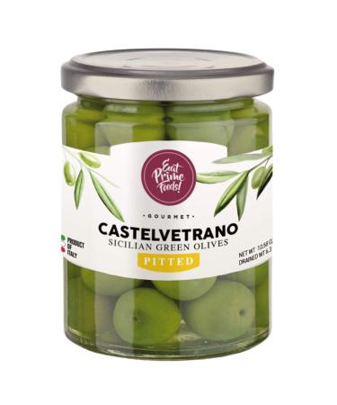 PITTED Sicilian Green Olives From Castelvetrano | Perfect Olives For Cheese Boards Low Salt Content | Imported From Italy | Green Sicilian Olive | Natural Olive | Pitted Green Olives | martini olives