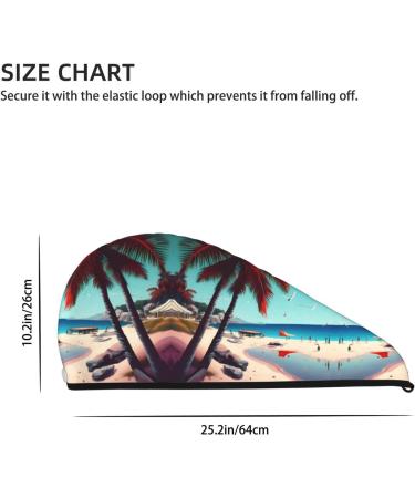Beach Scenery Coral Velvet Dry Hair Cap | Ideal for Home Travel Pool Parties & Baths - Fast International Shipping - Buy Online on GoSupps.com