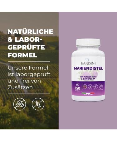 Bandini Mariendistel Artichocke Landaway Complex - 150 Vegan Capsules | 80% Silymarin | Liver Support & Fat Metabolism | GMO-Free & Additive-Free - Buy Online on GoSupps.com