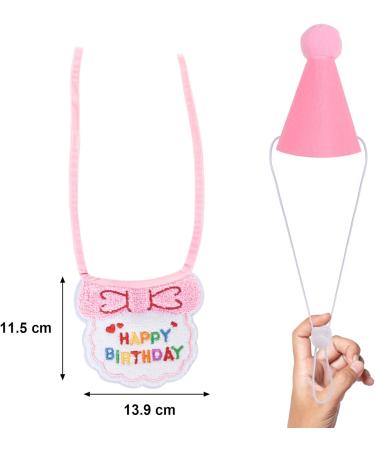 Kaket Cat Birthday Outfit Puppy Birthday Bib Small Dog Birthday Party Hat Dog Birthday Bandana Pet Birthday Accessories (Pink) - Buy Online on GoSupps.com