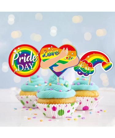 GORWERY 20pcs Gay Pride Cupcake Toppers Love is Love Cupcake Picks for Pride Month LGBTQ Gay Rainbow Pride Day Party Appetizers Dessert Cake Decorations - Buy Online on GoSupps.com