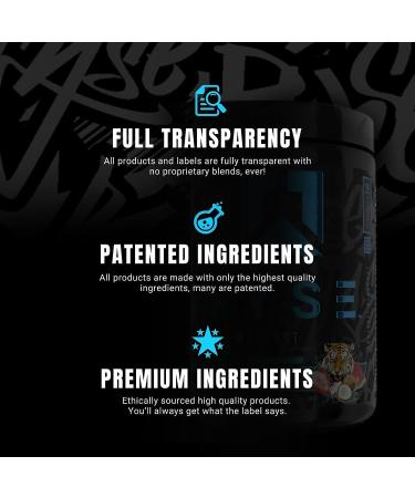 Ryse Project Blackout Pre Workout - Pump Energy & Strength with Caffeine, Vitacholine, Nitrates, Theobromine - 25 Servings (Tiger's Blood) - Buy Online on GoSupps.com
