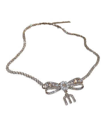 Oralgos sparkling diamond-occupied loop letter-necklace trailer necklace pearls necklace alloy material for party and everyday life metal