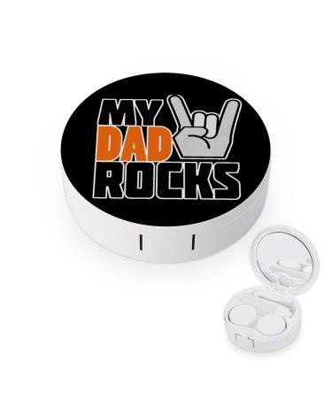 My Dad Rocks Round Case for Contact Lens Kit Storage Box with Mirror Portable Cute Lens Holder