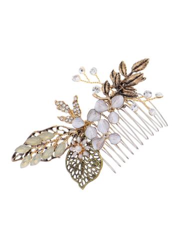 Ipetboom 1pc Bridal Comb Tiara Wedding Hair Clips for Brides Wedding Diamond Comb Floral Leaf Bridal Hair Comb Women Hair Comb Women Headdress Bride Hair Comb Alloy Accessories