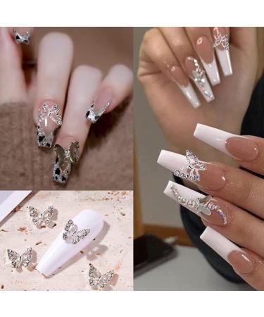 KACHIMOO 20pcs Metal Butterfly Nail Charms Silver 3D Nail Gems for Acrylic Nails DIY Craft | Nail Rhinestones & Art Accessories - Buy Online on GoSupps.com