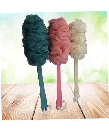 Buy Wooden Long Handle Bath Flower Sponge Set | Exfoliating Shower Balls & Towels - 3pcs for Ultimate Bath Experience - Buy Online on GoSupps.com