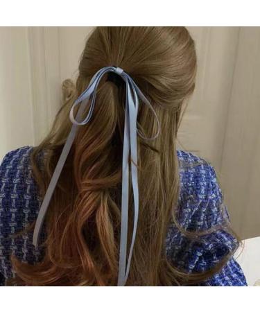 xbiez Chic Bow Elastic Hair Ropes Ponytail Holder Fashionable Ribbon Hair Scrunchie for Women and Girls Beige - Buy Online on GoSupps.com