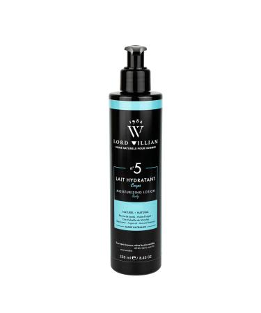 Lord William N°5 Moisturizing Body Lotion for Men - Donkey Milk - 100% Natural - Moisturises and Soothes All Skin Types - Non-greasy Milk - Made in France - Pump Bottle 250 ml
