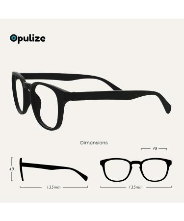 Opulize Pop Reading Glasses | Round Matt Black Frame | Spring Hinges | Scratch Resistant | Mens Womens R2-1 | +1.50 Magnification - Buy Online on GoSupps.com