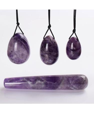 Buy Powder Crystal Stone Yoni Jade Egg Set - Kegel Fitness Device & Muscle Tightening Massager (4PCS Purple) - International Shipping Available - Buy Online on GoSupps.com