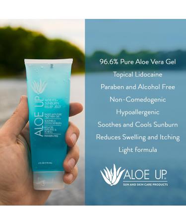 ALOE UP Ice Sunburn Relief Jelly - Pure Aloe Vera Gel Sunburn Relief for Adults & Kids Aloe Vera Gel Face & Body Natural Cruelty-Free Aloe Gel Aloe Vera Gel Skin Lotion - 4 Oz (2pack) - Buy Online on GoSupps.com