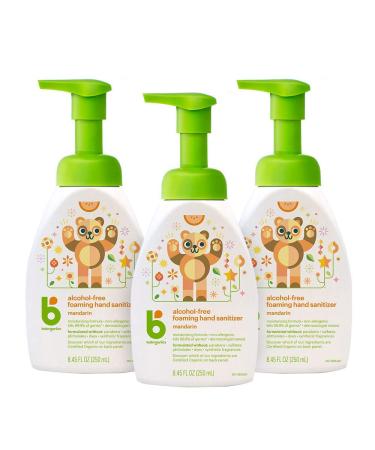 Foaming Pump Hand Sanitizer, Alcohol Free, Mandarin, Kills 99.9% of Germs, 8.45oz- Babyganics Pack of 3