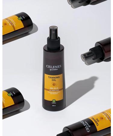 CRX NORDIC AB Celenes by Sweden Herbal Tanning Oil Suitable for All Skin Types Natural Glow Moisturizing with Cocoa Carotene & Vitamin E 200 ml Free from Parabens and Alcohol - Buy Online on GoSupps.com