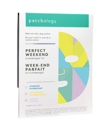 Patchology Perfect Weekend Facial Sheet Mask w/Hyaluronic Acid & Firming Formula - Men & Women Face Masks Skincare Sheet for Moisturizing and Hydrating Skin - Best Face Sheets Moisturizer (3 Count)