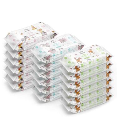 Amazon Brand - Mama Bear Disney Ultra Gentle Baby Wipes Unscented 1080 Count (18 Packs of 60) 60 Count (18 Pack)
