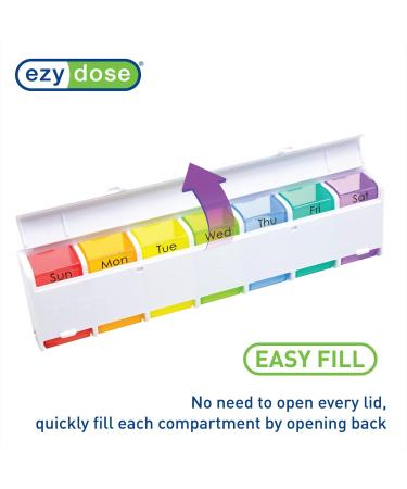 Ezy Dose 14-Day Pill Organizer - X-Large Detachable Compartments - Rainbow Colors - Buy Online on GoSupps.com