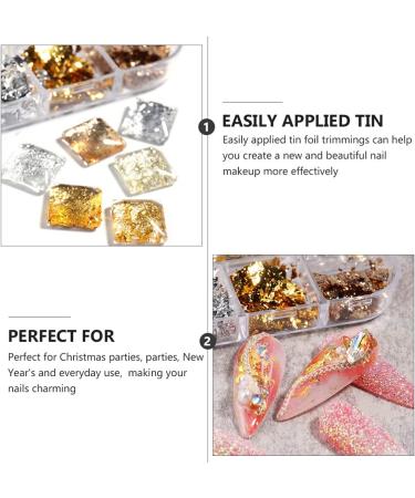 3 Boxes Nail Art Fragments Nail Painting Handicraft Nail Decor Gold Sequins Iaff Sticker Nail Art Foil Glitter Nails Decoration Stickers for Nails Manicure Metal Gold Leaf - Buy Online on GoSupps.com