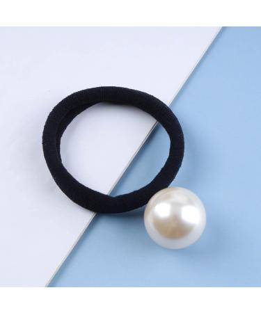 Yheakne Vintage Pearl Hair Tie Elastic Black Hair Rope Band Nylon Ring Hair Band Rope Ponytail Holder Pearl Hair Tie Accessories for Women and Girls Gifts (Black B) - Buy Online on GoSupps.com