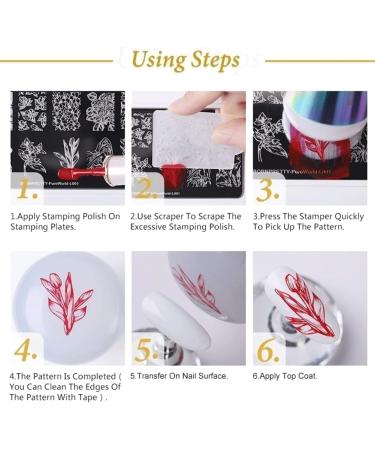 Geometric Blue Nail Art Stamping Plates Set - 5pcs Stainless Steel Transfer Template Kit - Buy Online on GoSupps.com