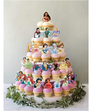 Princess and Prince Cupcake Toppers Birthday Cake Decorations Party Supplies Decor 50 counts - Buy Online on GoSupps.com
