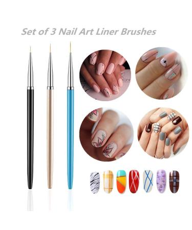 3PCS Nail Art Liner Brushes - UV Gel Painting Acrylic Design Pens (7/9/11mm) - Buy Online on GoSupps.com