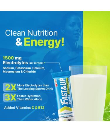 FAST&UP Reload Lemon & Lime | Electrolyte Drink Mix | 1500 mg Electrolytes + Vitamins C & B12 | Hydration Powder Packets | 15 Easy Open Single Servings - Buy Online on GoSupps.com
