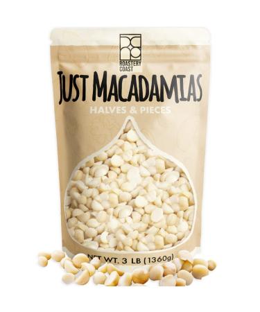 Roastery Coast - Daily Nuts | Just Raw Macadamia Nuts Unsalted | Bulk Nuts (48OZ)|Snack nuts | Healthy Nuts | Gluten free | Macadamia nut butter | Non GMO | Nut snacks | Unsalted Nuts | Keto snack mix A. Halves & Pieces