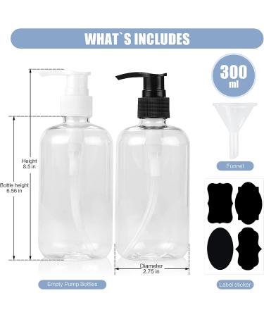 Nagma Lockable Pump Bottles 8 oz - Set of 2 Clear Plastic Dispensers with Funnel and Labels for Toiletries and Kitchen Use - Buy Online on GoSupps.com
