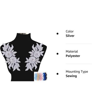 Sew on 3D Lace Applique Flower Bead Patches - Wedding Dress Embellishment (Silver) - Buy Online on GoSupps.com