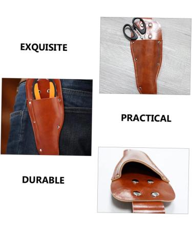 PopetPop 3-Part Garden Scissors Set - Clip-On Leather Salon Scissors with Holder | Optimal for Gardening | Light Brown | 23.2x8cm | 3pcs - Buy Online on GoSupps.com