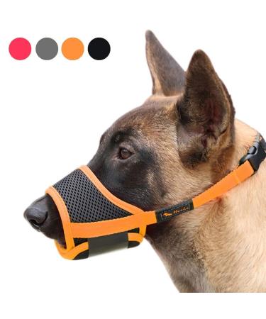 Heele nylon muzzle for dogs adjustable loops breathable safe fast faster seat for small medium-sized dogs prevents biting chewing and barking (l orange) - Buy Online on GoSupps.com