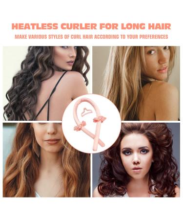 Silk Ribbon Curling Rod Headband - Heatless Hair Roller for Lazy Natural Soft Waves - Pink - Buy Online on GoSupps.com