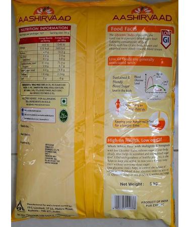 Seelans | AASHIRVAAD Whole Wheat Flour with Multigrain & Fenugreek| Low Glycemic| Low sugar| 5kg| Healthy with Rich Flavour from Fenugreek| For fresh roti paratha bread or pastries | Indian Origin - Buy Online on GoSupps.com