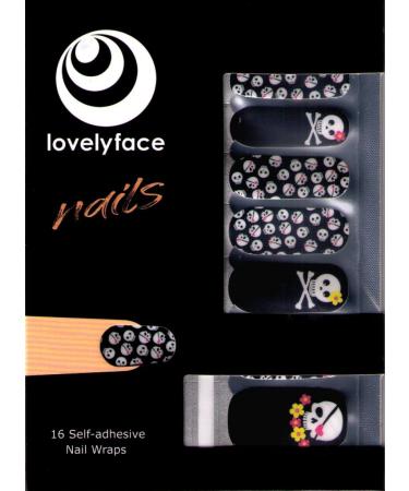 Lovelyface nails - "sexy pirate" patterned- nail wraps - 16 thin self -adhesive long -lasting nail foils - nail sticker nail polish lane nail polish for sticky nail ticker - non toxic