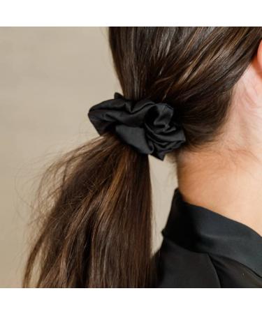 Satin Hair Scrunchies 5 Pack - Frizz Prevention, Breakage Protection, Gentle Style Preservation - Black Sleep Scrunchie Set - Great Mother's Day Gift - Buy Online on GoSupps.com