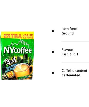 NY Coffee 3 in 1 sachets 8 x 12 96 servings- Irish coffee with sugar instant coffee sachets - Buy Online on GoSupps.com
