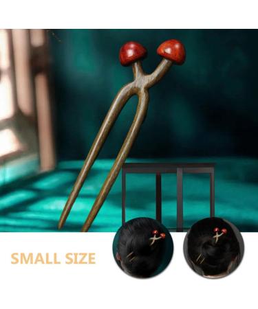 Baluue U Shaped Hairpin Mushroom Hair Stick Wooden Hair Fork Chinese Hair Chopsticks Chignon Pins Hair Chopsticks for Women Girl - Buy Online on GoSupps.com