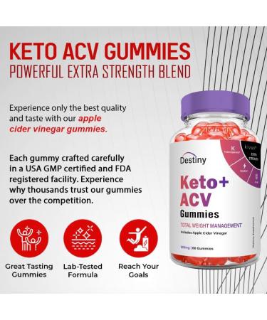 Kivus Destiny Keto Gummies - 2 Pack ACV Gummies for Weight Loss | 120 Count Keto Supplement - Buy Online on GoSupps.com