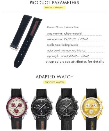 CEKGDB Silicone Wrap Bracelet 18mm-22mm for Omega SXwatch Speedmaster 007 & Seamaster 300 - Unisex Red Pointed Design - Buy Online on GoSupps.com
