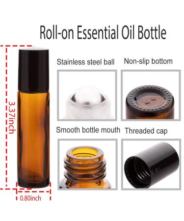 6Pcs 10ml Essential Oil Roller Bottles - Amber Glass with Stainless Steel Rollers Extra Accessories Included | Perfect for DIY Essential Oils - Buy Online on GoSupps.com