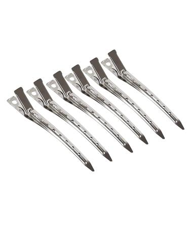 ANYI Hair Clips 24 Pcs Styling Sectioning Duck Bill Clip 3.5 Inches with Holes Metal Alligator Curl Clips for Hair Styling Hair Coloring Salon Silver