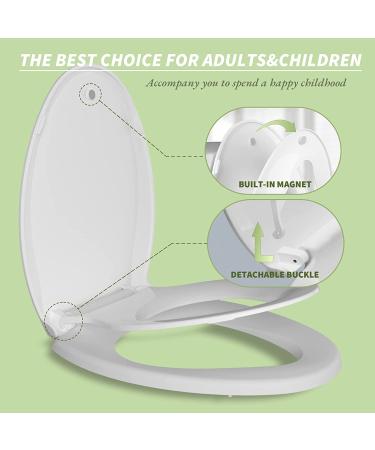 Toilet Seat with Toddler Seat Built in  Potty Training Toilet Seat for Kids  Magnetic Kids Toilet Seat  Slow Close  Thicken Plastic Easy to Clean  Removable and Never Loosen  White(18.5Elongated) White Elongated - Buy Online on GoSupps.com
