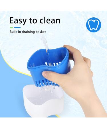 Supaway Dental Retainer Box - 2-Piece Prosthesis Container with Cleaning Brushes | Ideal for False Teeth Storage - Green & Blue - Buy Online on GoSupps.com