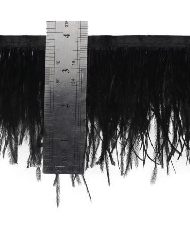 2 Yards Black Ostrich Feathers Fringe Trim Ribbon for Sewing & Crafts - 3-4 inch Width - Buy Online on GoSupps.com