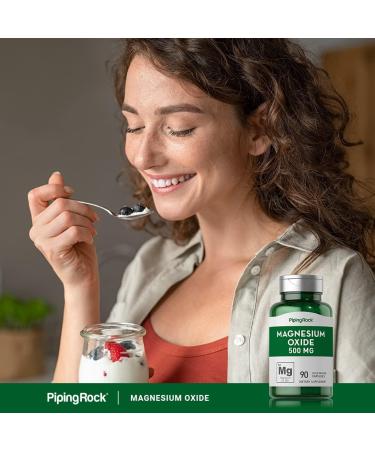 Piping Rock Magnesium Oxide 500mg | 90 Capsules | Non-GMO Gluten Free Supplement - Buy Online on GoSupps.com