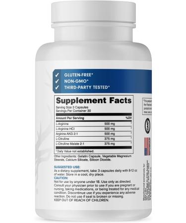 Bucked Up Nitric Oxide Booster 2250mg L Arginine & L Citrulline Supports Pump & Endurance 90 Capsules (30 Servings) - Buy Online on GoSupps.com