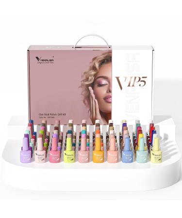 VENALISA Gel Nail Polish Set 60 Colors with Primer Base Reinforce Glossy & Matte Top Coat Soak Off UV Gel Perfect for Valentine's Birthdays and Special Days VIP5